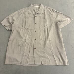 Tommy Bahama Shirt Mens XL Gray Floral Original Fit Button Up Silk Blend